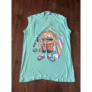 VTG 80s Born To Party Bad To The Bone Surf Beach Monster SSI T-Shirt XL